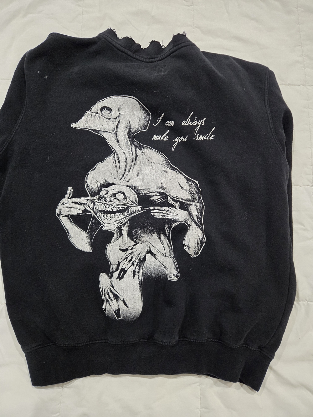 Men's Black Graphic Crewneck Sweatshirt with Horror Illustration